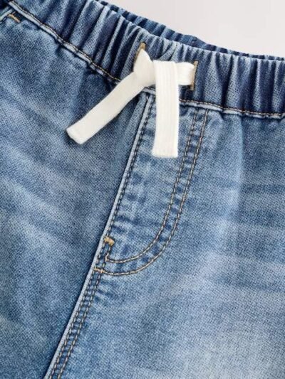 Mid Blue Varsity Pull On Jeans