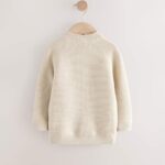 Neutral Bear Zip Through Cardigan