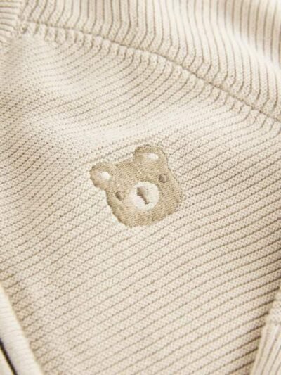Neutral Bear Zip Through Cardigan