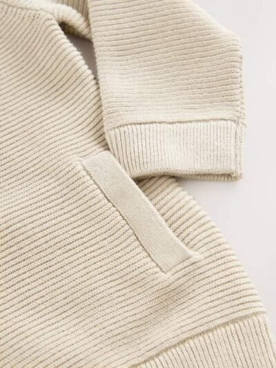 Neutral Bear Zip Through Cardigan