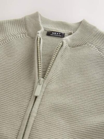 Sage Green Zip Through Cardigan