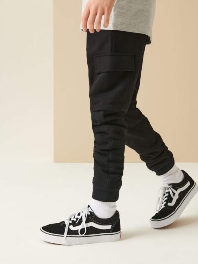 Black Slim Fit Cargo Rich Joggers