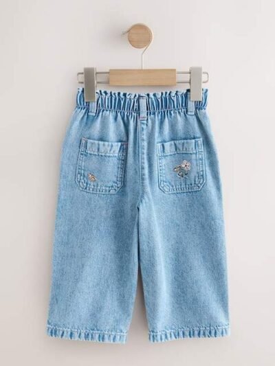 Denim Floral Print Jeans