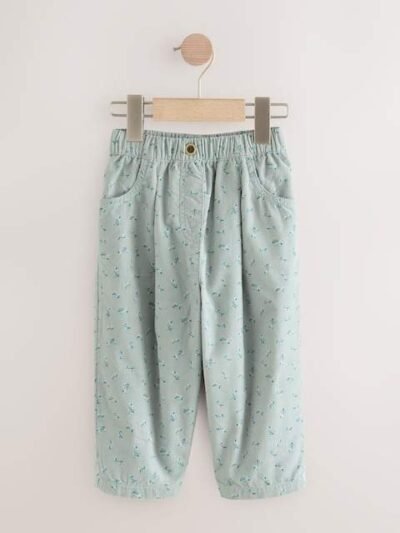 Blue Floral Print Cord Trousers