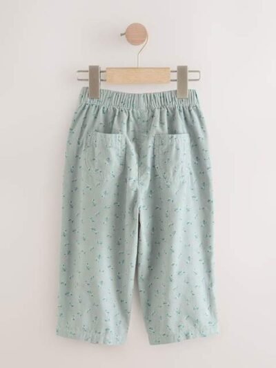 Blue Floral Print Cord Trousers