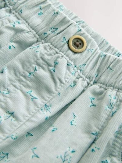 Blue Floral Print Cord Trousers