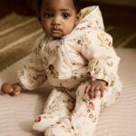 Ecru Woodland Printed Hooded Nylon Baby Pramsuit