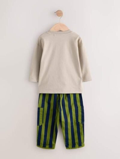 Blue/Green Farm Long Sleeve T-Shirt & Trousers Set