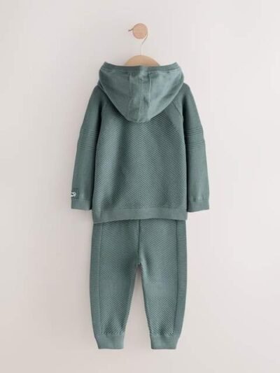 Blue Knitted Hoodie and Jogger Set