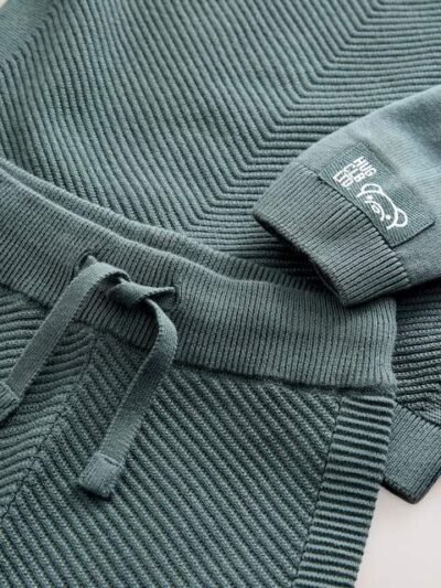 Blue Knitted Hoodie and Jogger Set