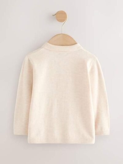 Cream Cable Knit Polo Shirt
