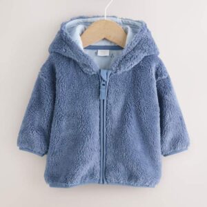 Navy Fleece Zip Through Baby Jacket