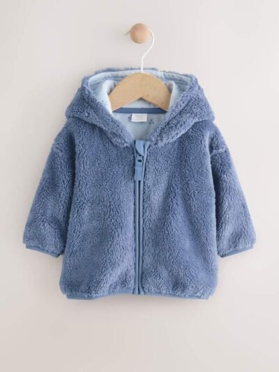 Navy Fleece Zip Through Baby Jacket