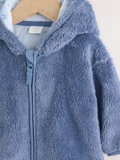 Navy Fleece Zip Through Baby Jacket