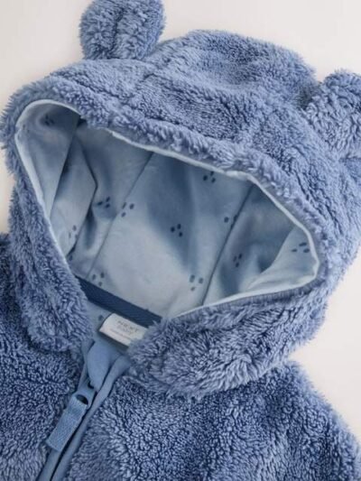 Navy Fleece Zip Through Baby Jacket