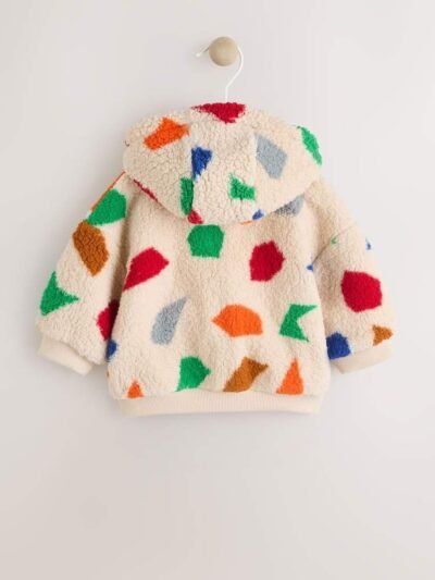 Natural Bright Geo Printed Zip Through Hooded Baby Jacket