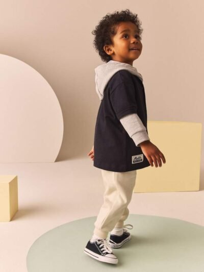 Black/White Varsity Hoodie and Joggers Set