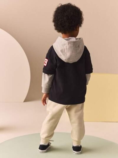 Black/White Varsity Hoodie and Joggers Set