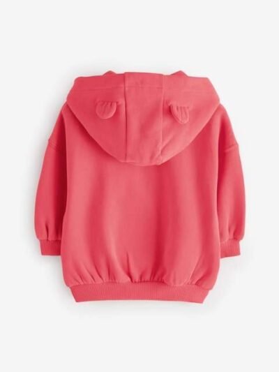 Coral Red Zip Through Hoodie