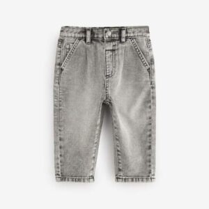 Grey Denim Pleat Front Jeans
