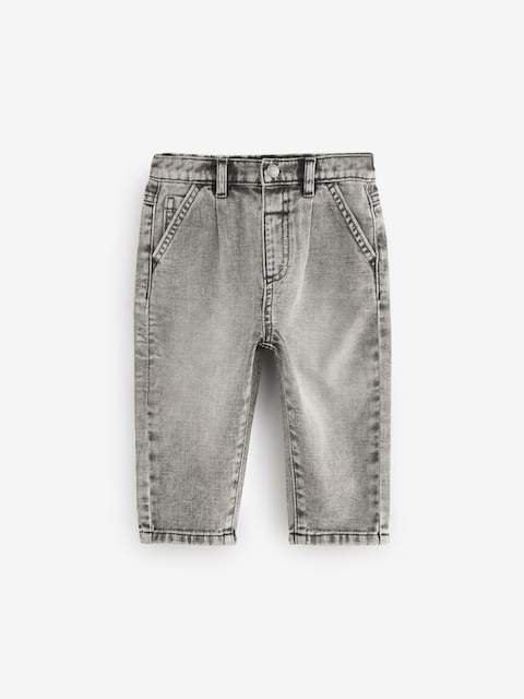 Grey Denim Pleat Front Jeans