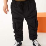 Black Lined Cargo Trousers
