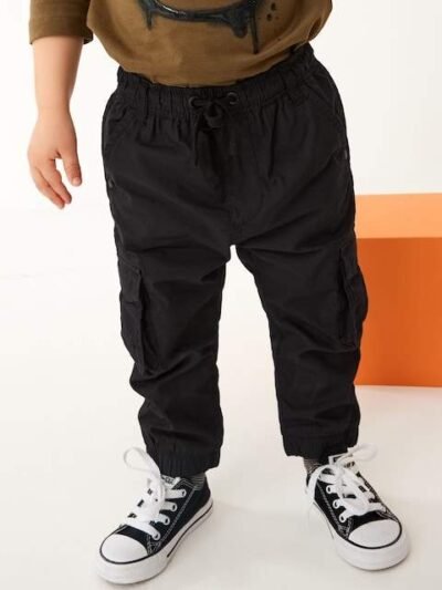 Black Lined Cargo Trousers