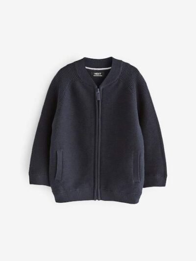 Navy Zip Through Cardigan