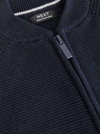 Navy Zip Through Cardigan