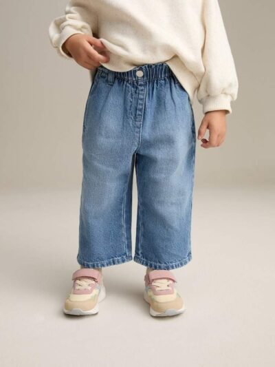 Blue Denim Wide Leg Jeans