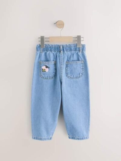Denim Boucle Butterfly Embellished 100% Cotton Jeans