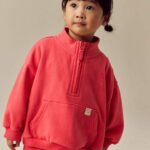 Coral Red Quarter Zip Sweatshirt