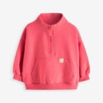 Coral Red Quarter Zip Sweatshirt
