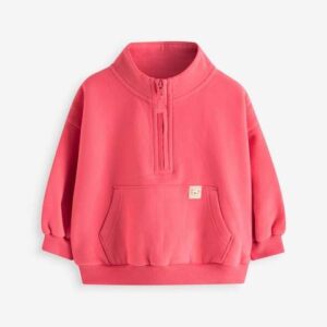 Coral Red Quarter Zip Sweatshirt