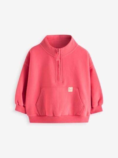 Coral Red Quarter Zip Sweatshirt