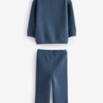 Navy Blue Knitted NYC Varsity Jumper and Joggers Set