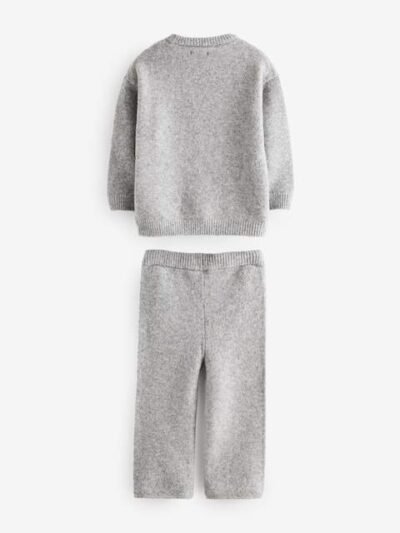 Grey Knitted NYC Varsity Jumper and Joggers Set