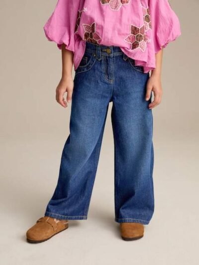 Dark Inky Wash Wide Leg Jeans