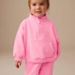 Bright Pink Quarter Zip Sweatshirt