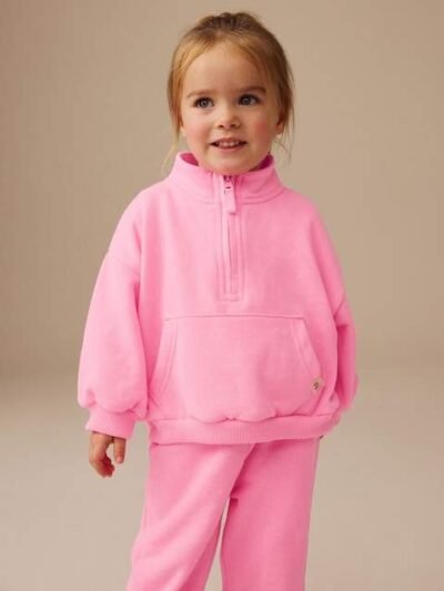 Bright Pink Quarter Zip Sweatshirt