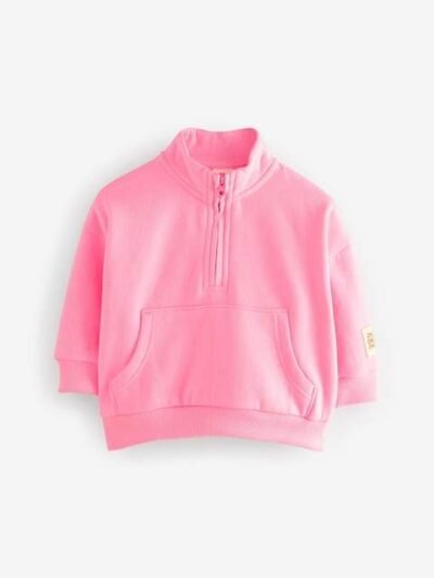 Bright Pink Quarter Zip Sweatshirt