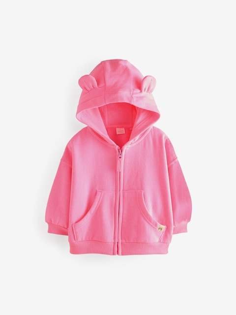 Bright Pink Zip Through Hoodie