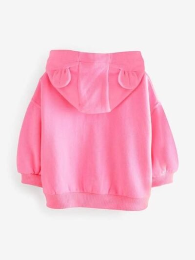 Bright Pink Zip Through Hoodie
