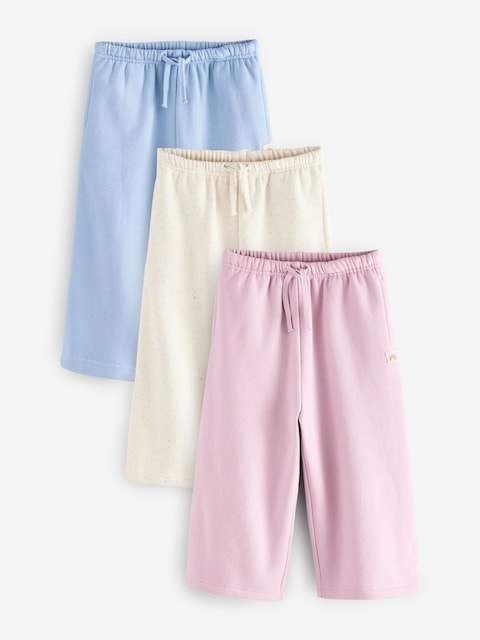 Pink/Blue/Oatmeal Wide Leg Joggers 3 Pack
