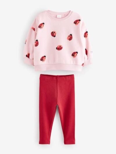 Pink/Red Ladybird Sweatshirt and Leggings Set