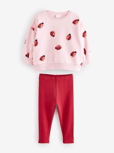 Pink/Red Ladybird Sweatshirt and Leggings Set