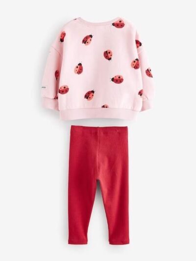 Pink/Red Ladybird Sweatshirt and Leggings Set