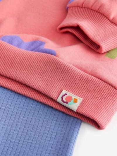 Pink Flowers Sweatshirt and Leggings Set