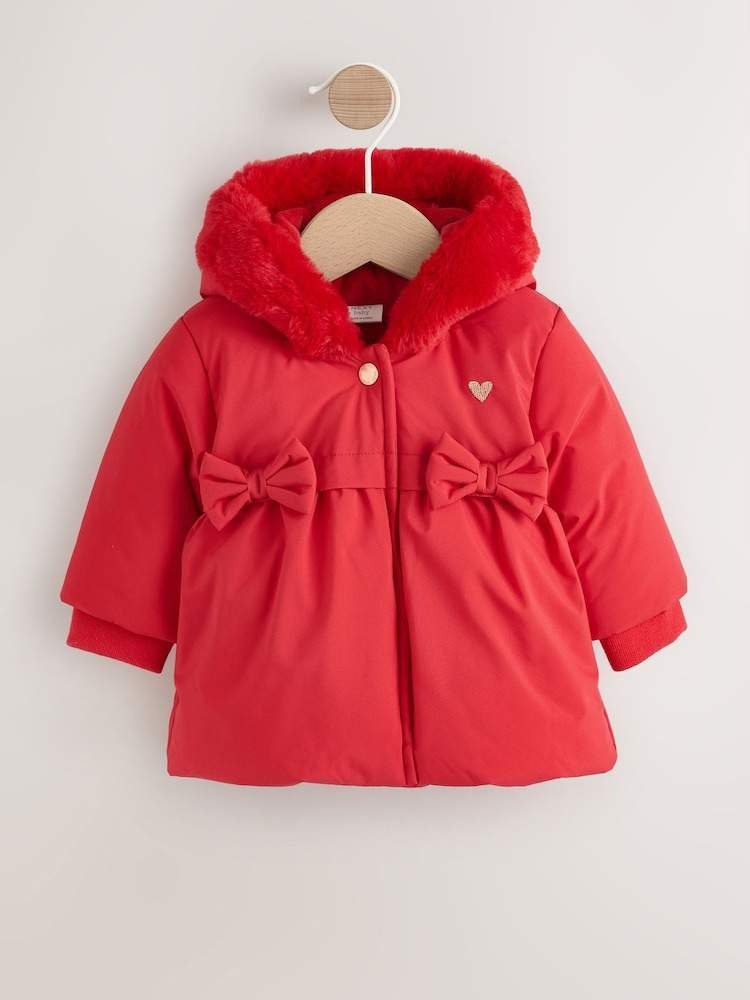 Red Bow Puffer Baby Jacket