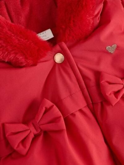 Red Bow Puffer Baby Jacket